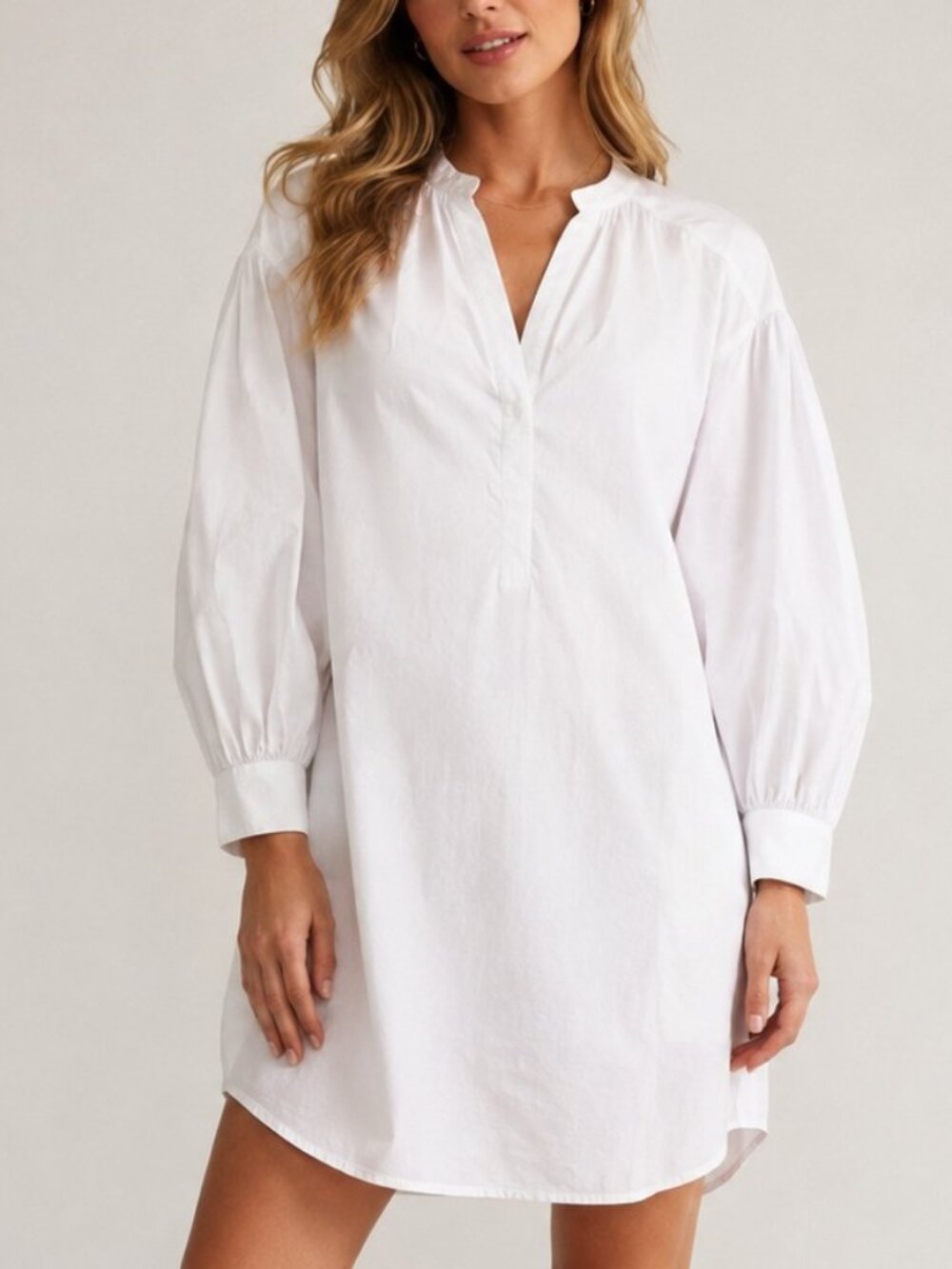 Nili Lotan Najam Short Shirt Mini Women's Dress Long Puff Sleeve Cotton S 288870